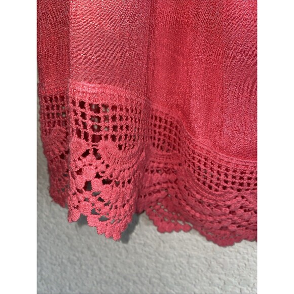 Entro Embroidered Crochet Tunic Ruffle Lace Tank Top Womens M Pink Hippie Boho - Picture 10 of 11